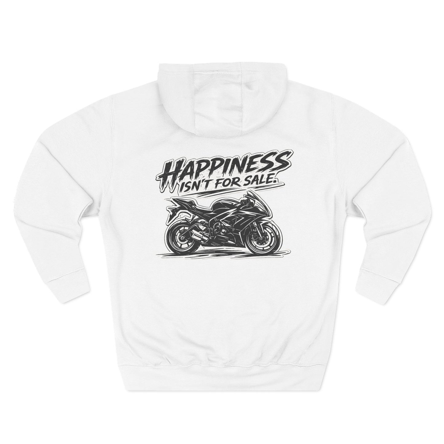 Hoodie - "StormRush Gear: Happiness Isn't For Sale" Motorcycle Fleece Hoodie