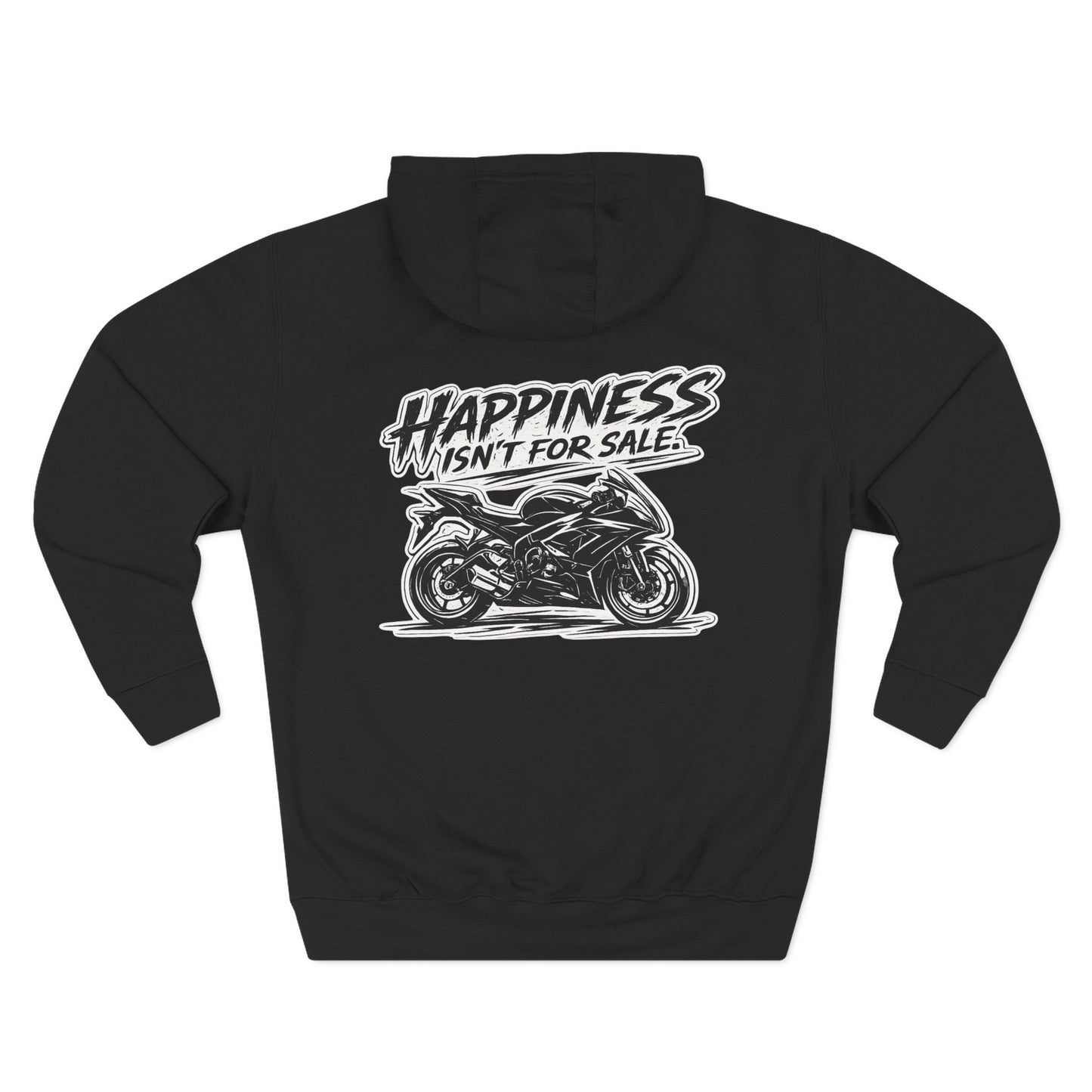 Hoodie - "StormRush Gear: Happiness Isn't For Sale" Motorcycle Fleece Hoodie