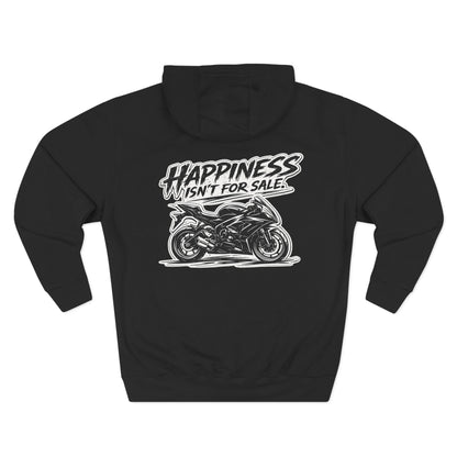 Hoodie - "StormRush Gear: Happiness Isn't For Sale" Motorcycle Fleece Hoodie