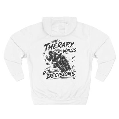 Motorcycle Hoodie — "My Therapy Has Two Wheels" Graphic StormRush Gear