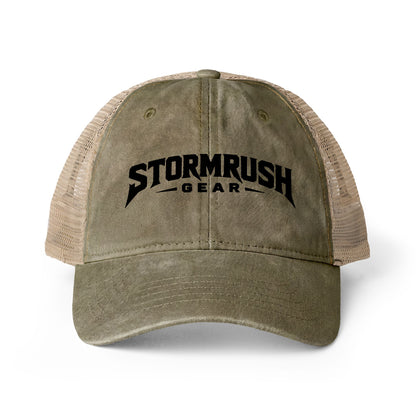 Women's Washed Mesh-Back Cap with pony tail opening
