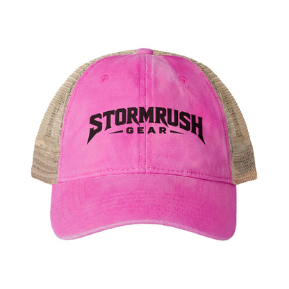 Women's Washed Mesh-Back Cap with pony tail opening