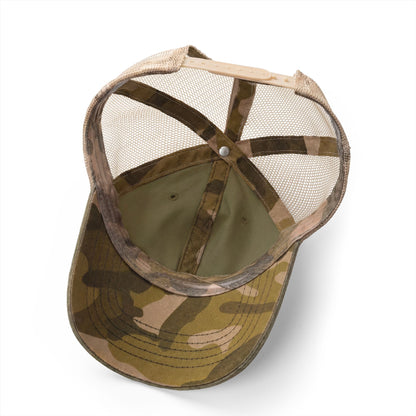 Women's Washed Mesh-Back Cap with pony tail opening