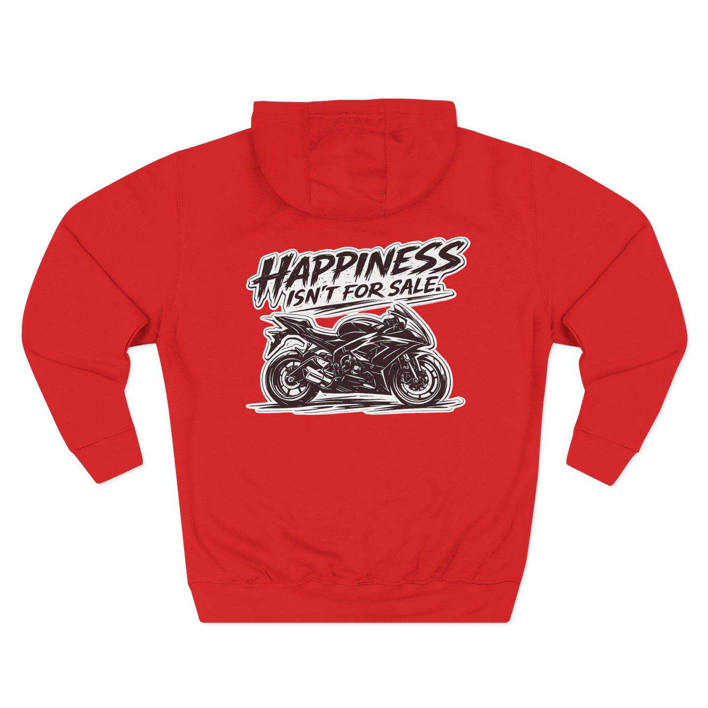 Hoodie - "StormRush Gear: Happiness Isn't For Sale" Motorcycle Fleece Hoodie