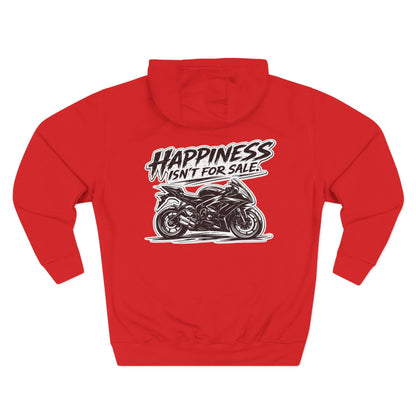 Hoodie - "StormRush Gear: Happiness Isn't For Sale" Motorcycle Fleece Hoodie