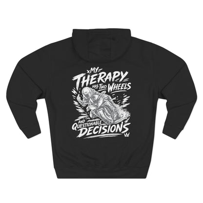 Motorcycle Hoodie — "My Therapy Has Two Wheels" Graphic StormRush Gear