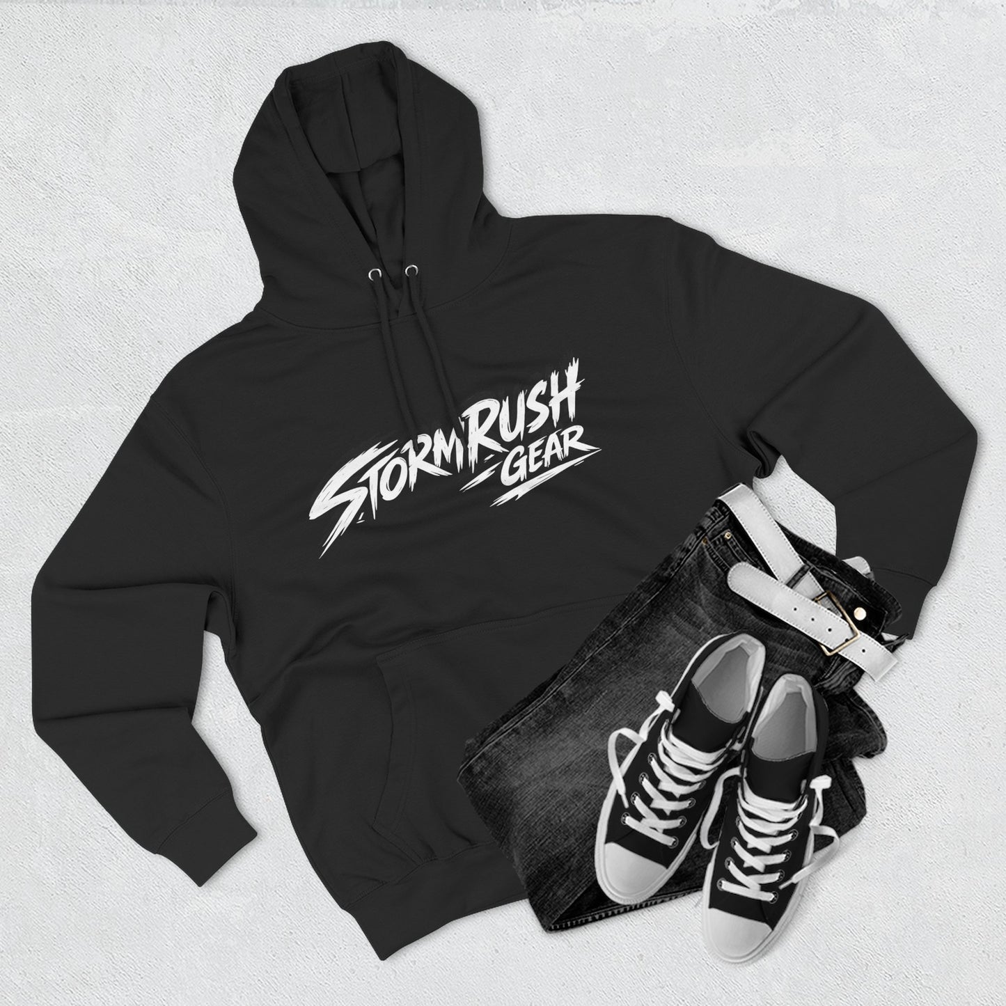 Hoodie - "StormRush Gear: Happiness Isn't For Sale" Motorcycle Fleece Hoodie
